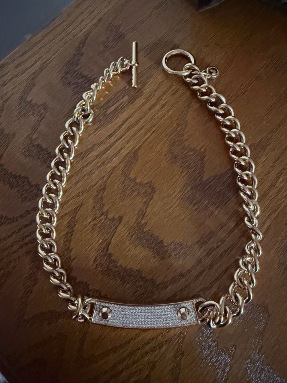 Michael Kors Gold-Tone Crystal Pavé Chain Link Necklace